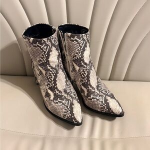 Madden Girl Black and White Snakeskin Ankle Booties